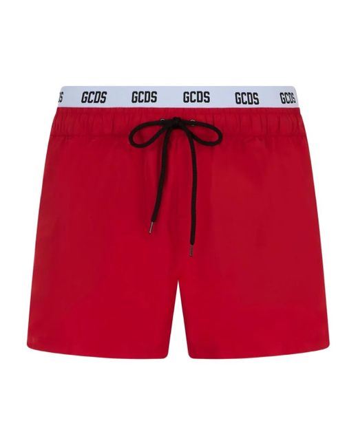 Gcds Red Essentials Swim Shorts for men