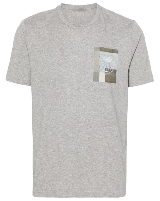 Camiseta con logo bordado Corneliani de hombre de color Gray
