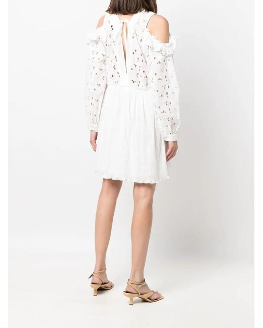 IRO White Cold-Shoulder Cut-Out Floral Dress