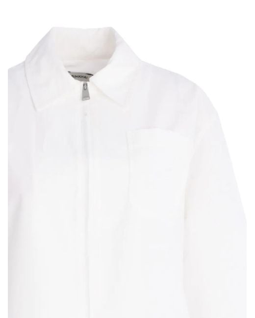 Jonathan Simkhai White Zip-Front Lace-Insert Jacket