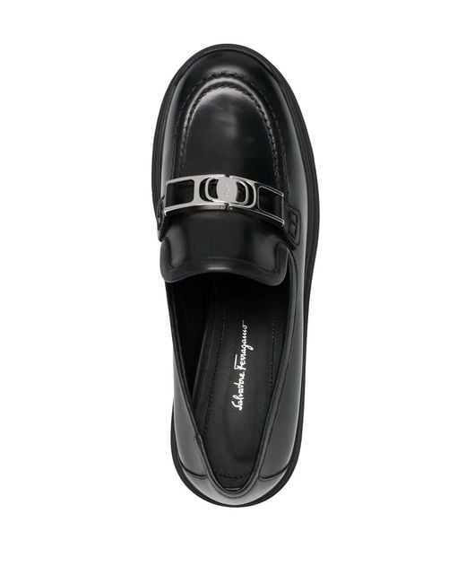 Ferragamo Black Vara Chain Leather 40Mm Loafers