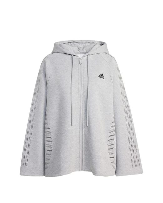 Adidas Gray Sweat Zippé À Design Perforé