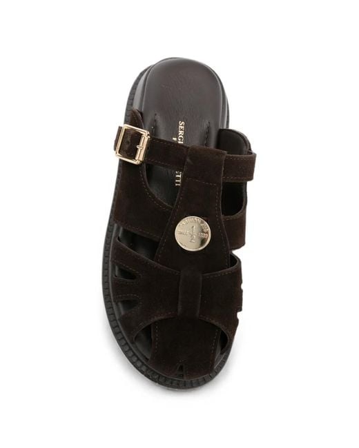 SERGIO MORETTI FIRENZE Black Buckle-Fastening Cut-Out Sandals
