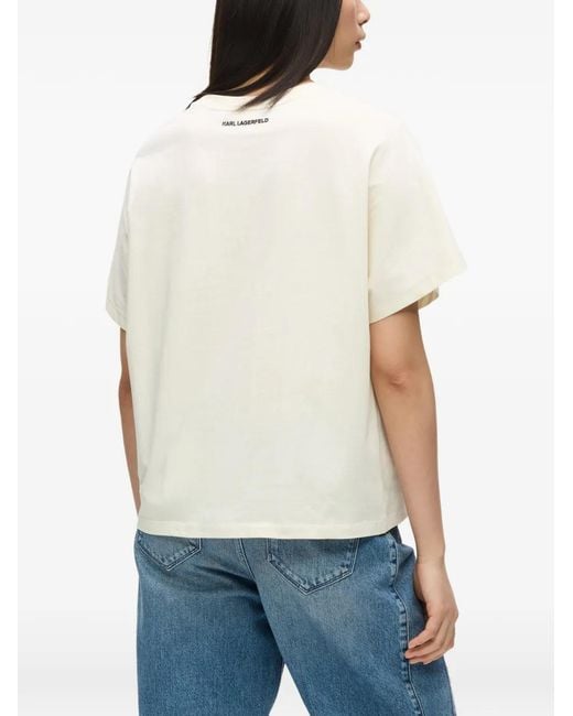 Karl Lagerfeld White Logo-Detail T-Shirt