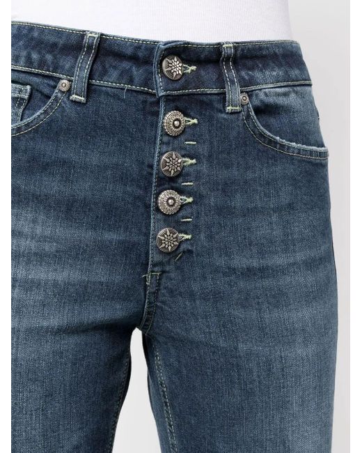 Dondup Blue Bleach-Effect High-Waisted Jeans