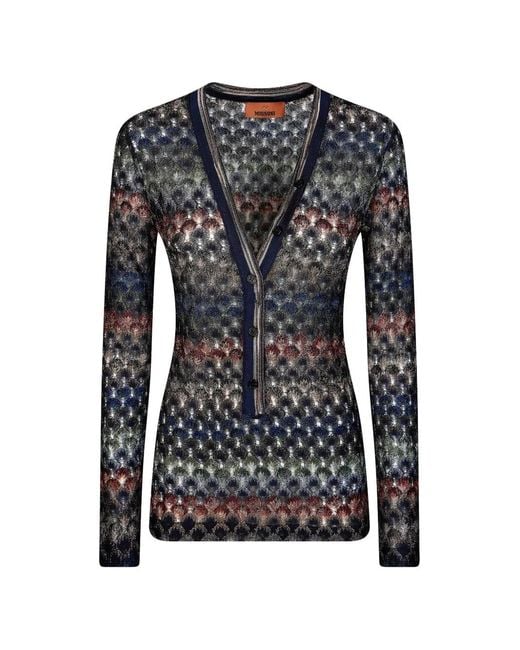 Missoni Black Crochet-Knit V-Neck Cardigan
