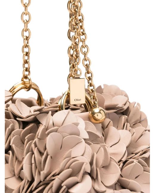 Chloé Natural Plissé Shoulder Bag With Chain