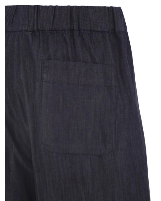 Max Mara Blue Drawstring Wide-Leg Jeans