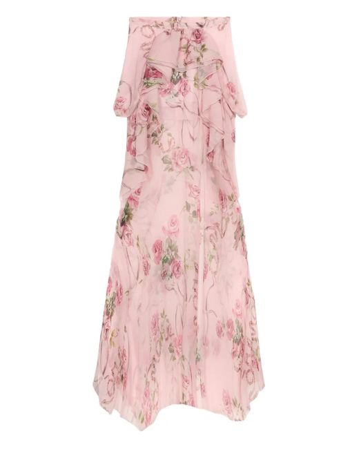 Jupe Longue En Soie À Fleurs Blumarine en coloris Pink