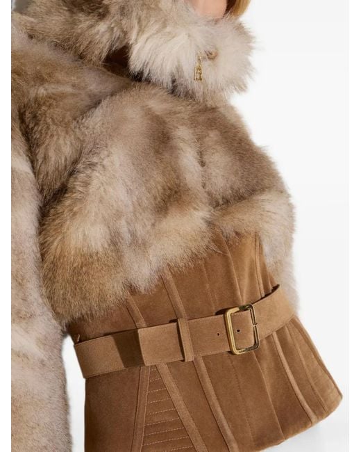 Elisabetta Franchi Natural Fur-Effect Bustier Jacket