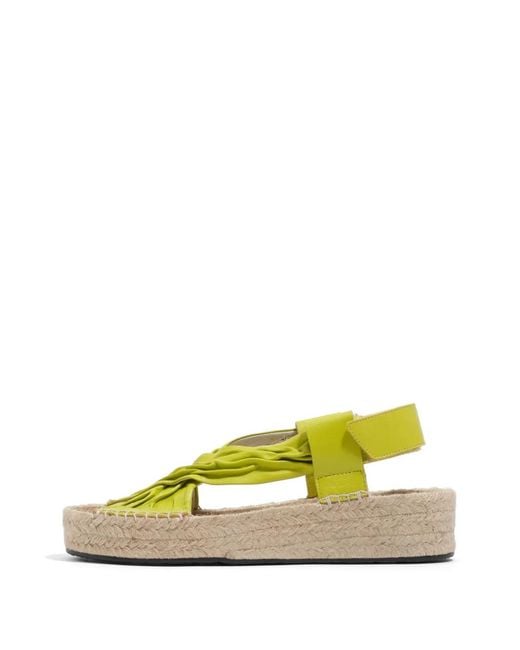 Bimba Y Lola Yellow Ruched Leather Sandals