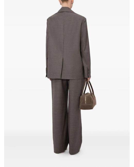 Loulou de Saison Brown Donau Lds Double-Breasted Flap Blazer
