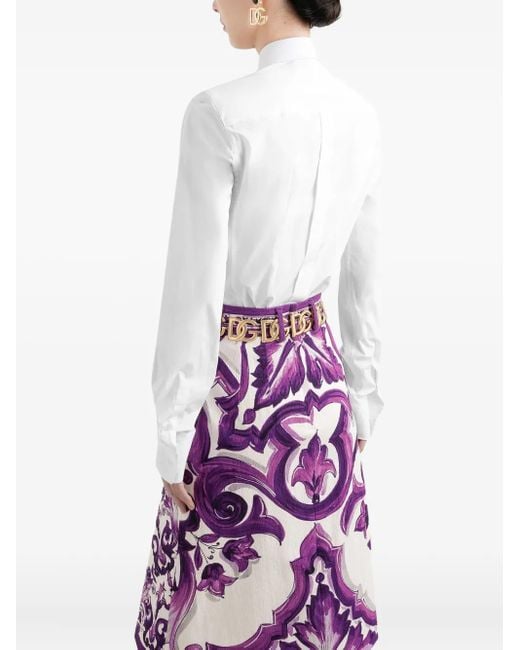 Dolce & Gabbana White Hemd Mit Spitzem Kragen