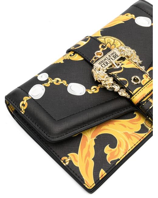 Versace Jeans Couture Black Baroque-Print Cross Body Bag