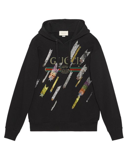 Gucci Black Logo Sweatshirt With Shooting Stars