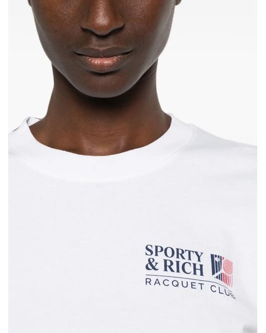 Sporty & Rich White Logo-Print T-Shirt