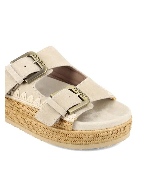 Mou Natural Plateau-Sandalen Mit Schnalle