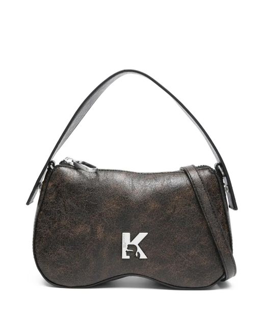 Karl Lagerfeld Black Logo-Plaque Shoulder Bag