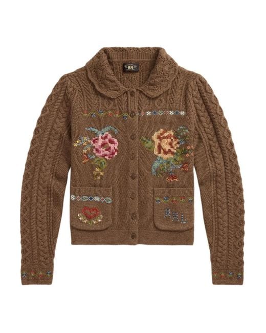 RRL フローラル カーディガン Brown