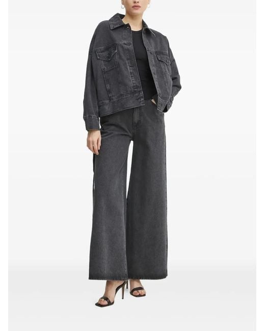 Liviana Conti Black Cotton Wide-Leg Jeans