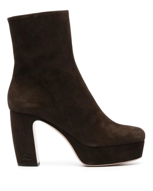 Miu Miu Black 95Mm Suede Ankle Boots