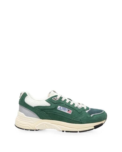 Autry Green Hyperway Suede-Panelled Sneakers for men
