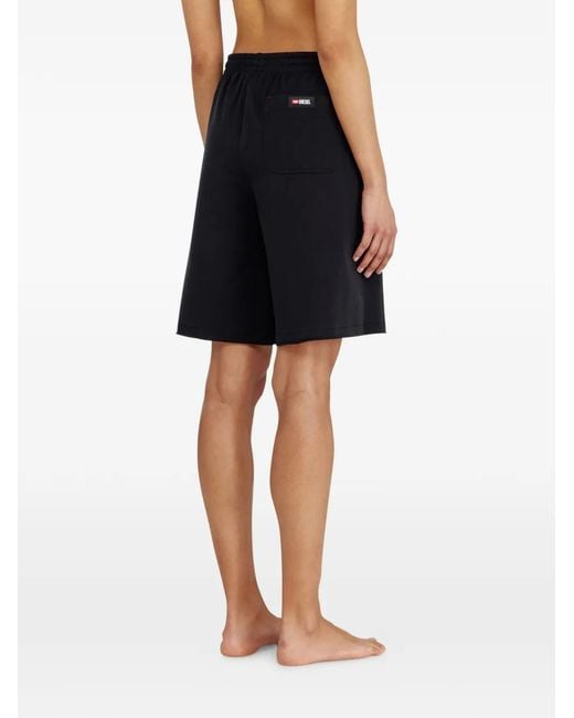 DIESEL Black Peached Raw-Edge Cotton Shorts