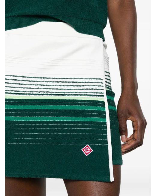 Casablanca Green Striped Wrap-Front Mini Skirt