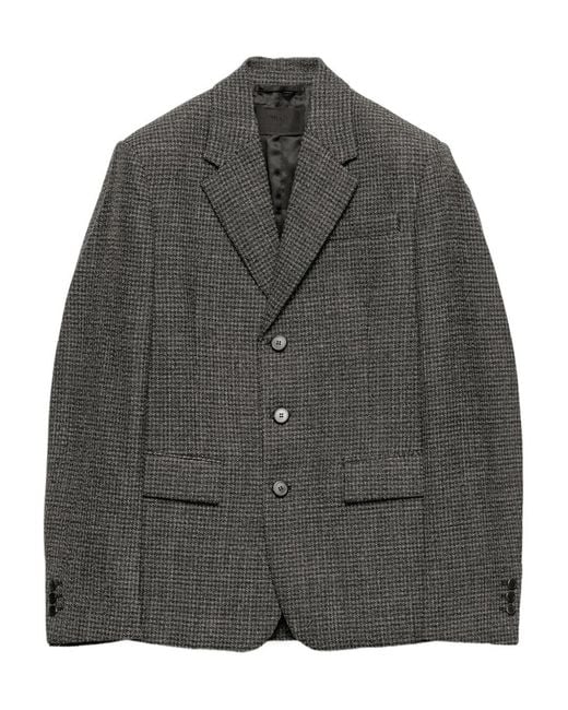 Prada Gray Single-Breasted Wool Jacket for men