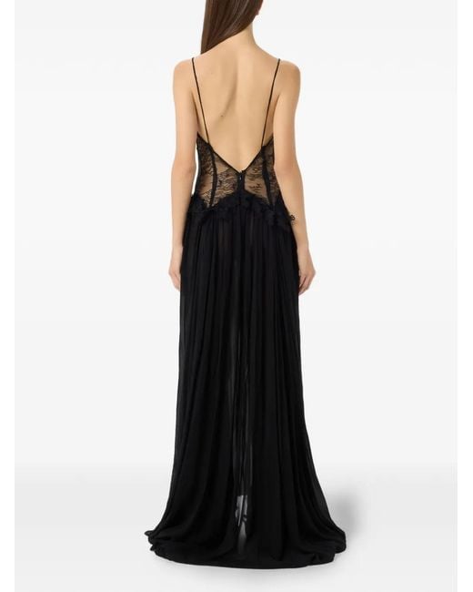Blumarine Black Lace-Detail Maxi Dress