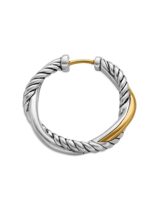 David Yurman Metallic 14Kt And Sterling Petite Infinity Hoop Earrings (17.3Mm)
