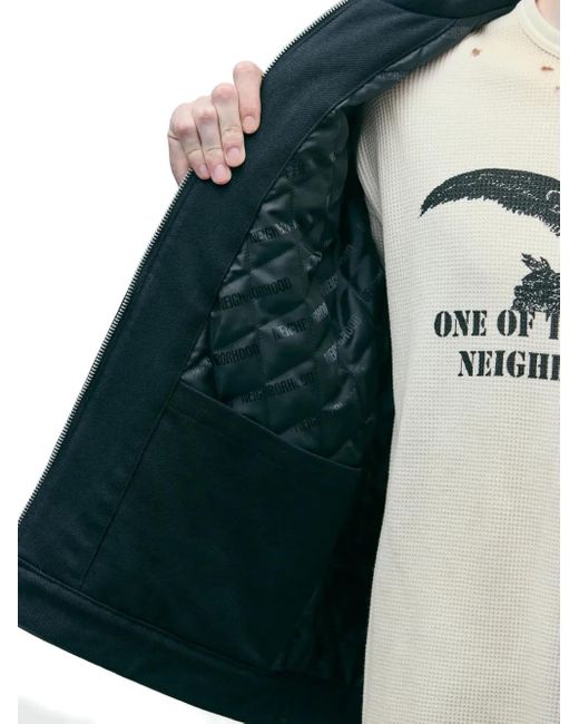 Neighborhood Black Logo-Detail Zip-Up Jacket for men