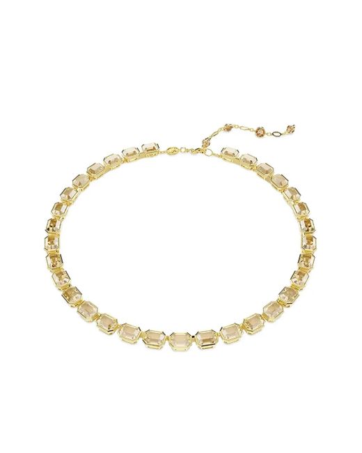 Swarovski Metallic Millenia Tennis-Tone Emerald-Cut Necklace
