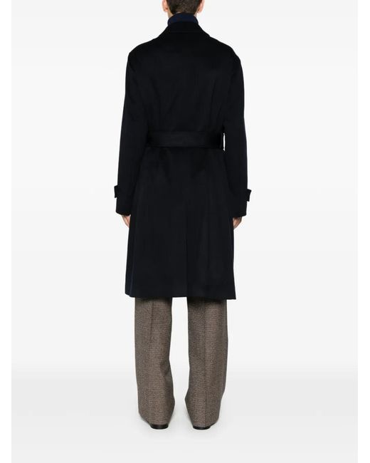Lardini Black Belted Button-Up Coat for men