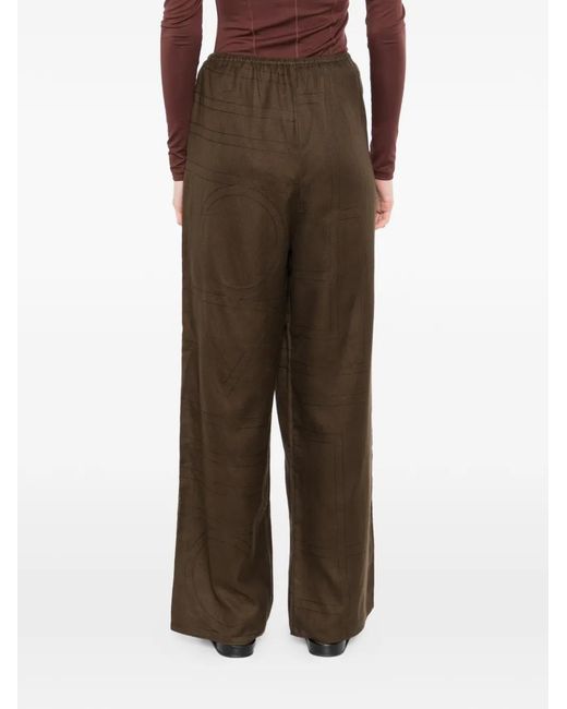 Totême Green Monogram Flannel Pajama Bottoms