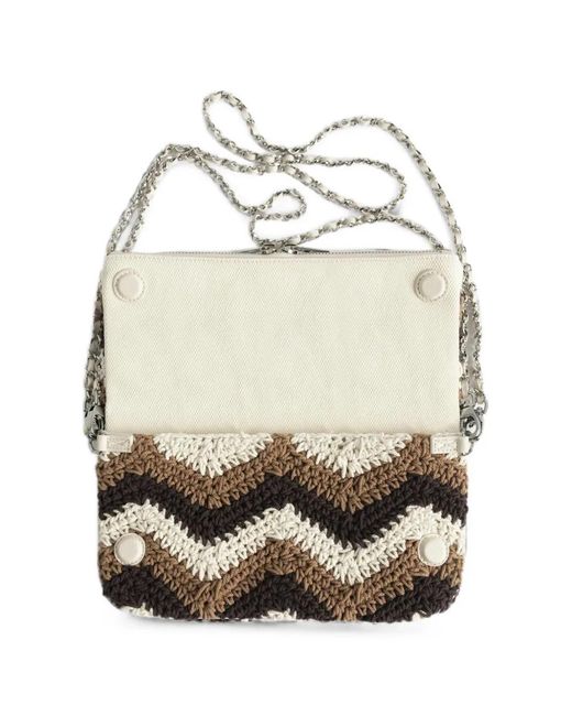 Zadig & Voltaire White Rock Chevron-Pattern Macramé Clutch Bag