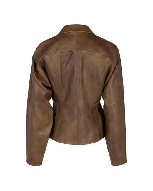 The Sei Brown Zip-Up Leather Jacket