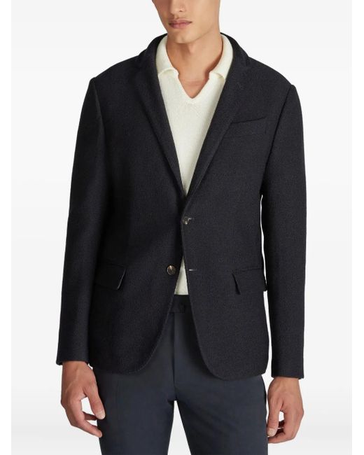 Zanone Blue Single-Breasted Wool Blazer for men
