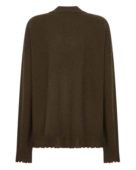 Uma Wang Green Buttoned Ribbed Cardigan