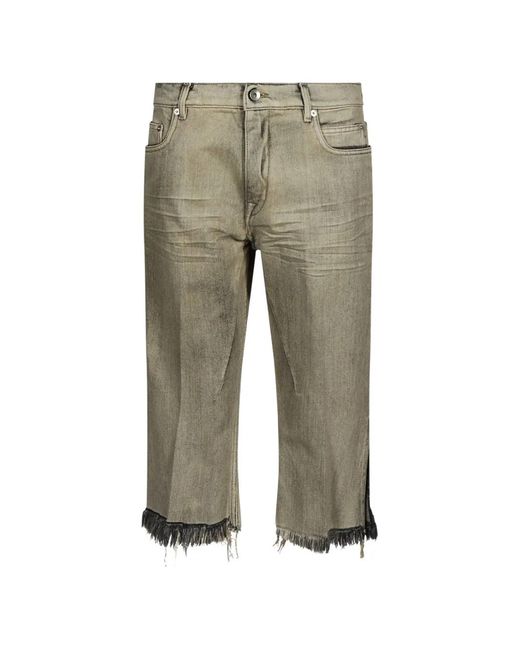 Rick Owens Gray Bolan Cut-Off Cropped Frayed-Edge Jeans