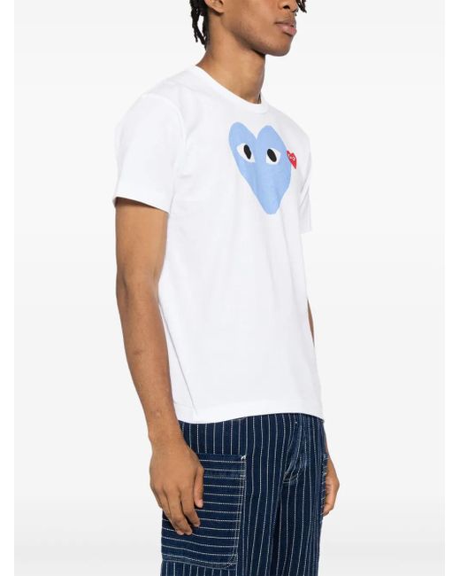 COMME DES GARÇONS PLAY Blue Signature Heart Motifcotton T-Shirt