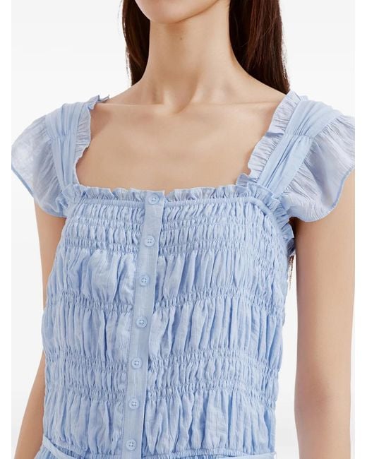 B+ AB Blue Ruffled-Sleeve Mini Dress