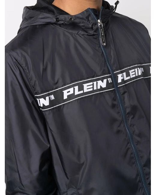Philipp Plein Black Logo-Print Windbreaker for men
