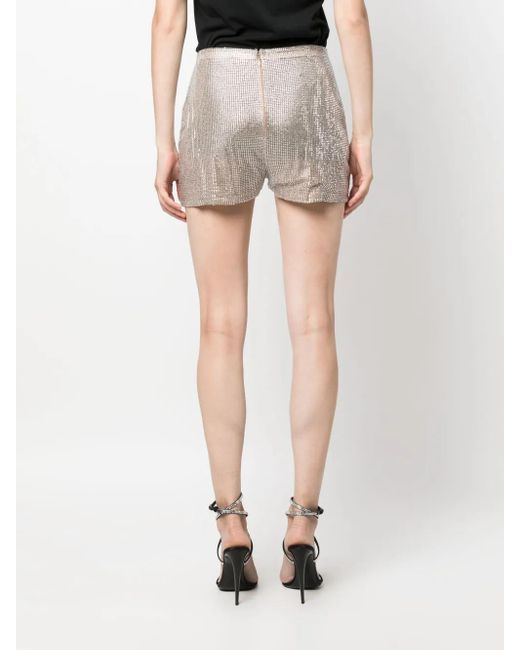 GIUSEPPE DI MORABITO Natural Rhinestone-Embellished High-Waist Shorts