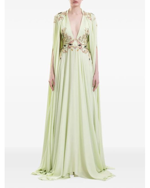 Saiid Kobeisy White Flowy Embroidered Maxi Dress