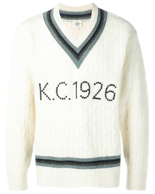 Kent & Curwen Multicolor Cross Stitch Cricket Sweater for men