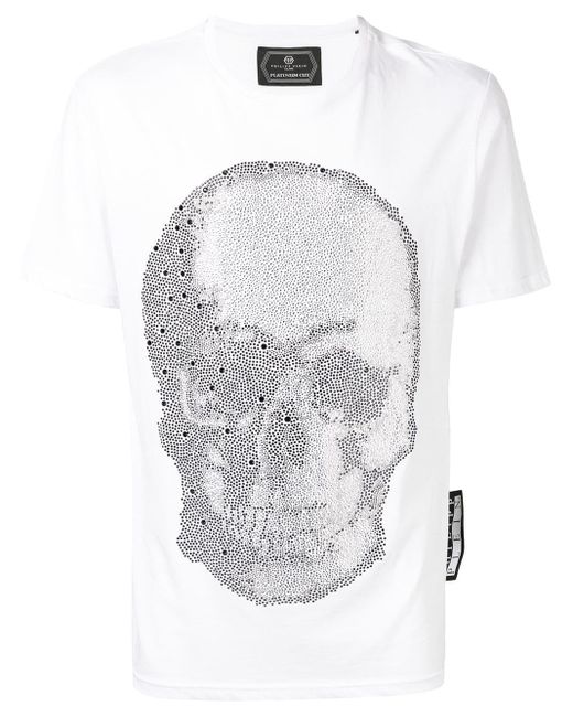 Philipp Plein White Crystal Skull Embellished T-shirt for men
