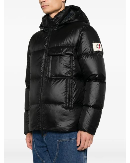 AFTER LABEL Black Katalla Hooded Padded Jacket for men