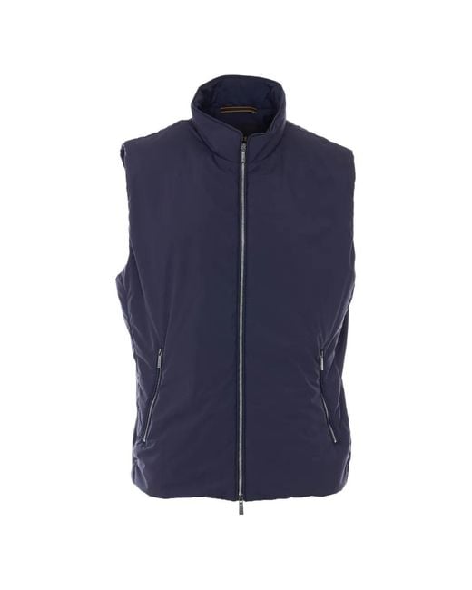 Moorer Blue Zip Sleeveless Vest for men