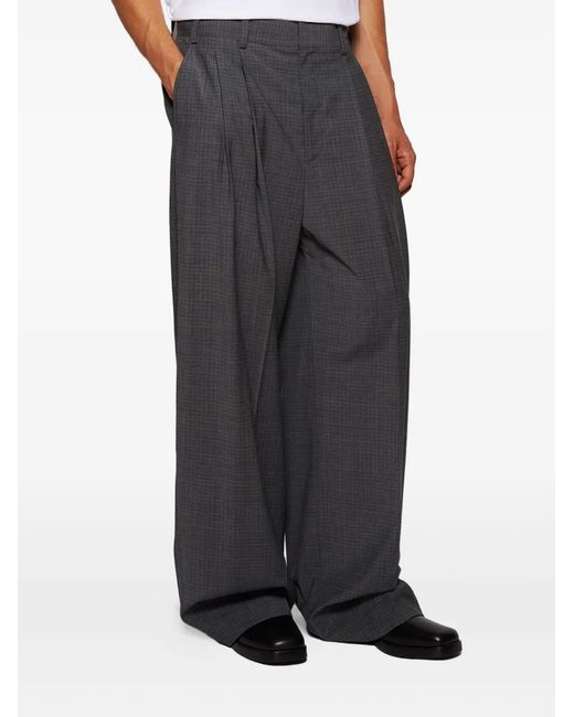 Alexander Wang Gray Pleated Check-Pattern Trousers for men